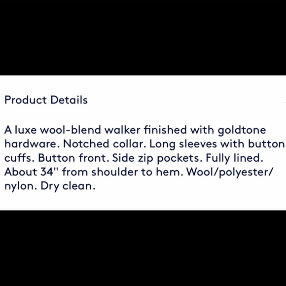 TGIBF Sale NWT Eliza J x Saks Classic Chic Navy Mid Wool Trench Coat - Picture 8 of 8